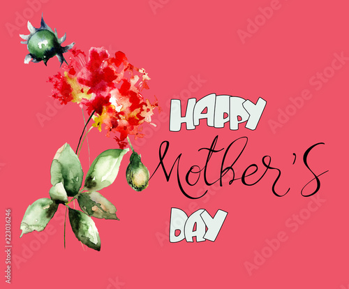 Beautiful flowers with title Happy Mothers day