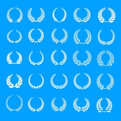 Laurel wreath icons set. Simple illustration of 25 laurel wreath vector icons for web