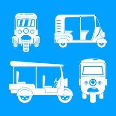 Poster - Tuk rickshaw Thailand icons set. Simple illustration of 4 tuk rickshaw Thailand vector icons for web