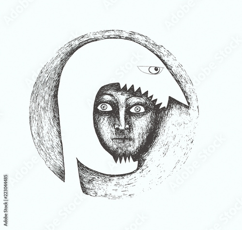 Fotografía Beautiful black and white stylized illustration made by hand and revisited with