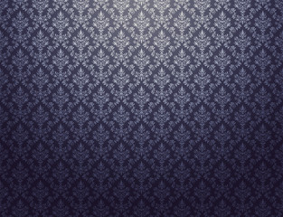 Wall Mural - black wallpaper with silver damask pattern
