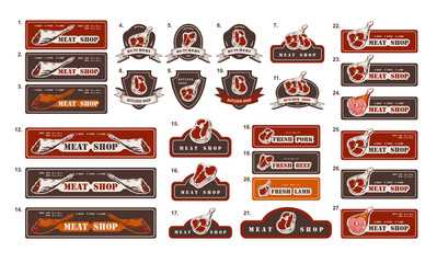 Wall Mural - design template of butchery labels and signboards. big set of meat shop logos. butcher market logoty