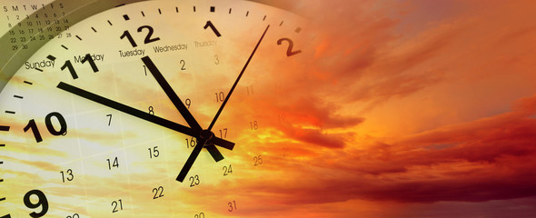 Wall Mural - Clock and calendar in sky