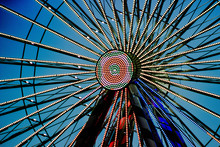 Night Ferris Wheel Spokes With Lights