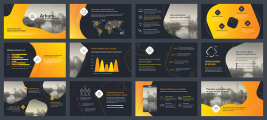 Wall Mural - Elements of infographics for presentations templates. Annual report, leaflet, book cover design. Brochure layout, flyer template design. Corporate report, advertising template in vector Illustration. 