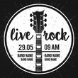 © Black White Mouse - Vector Illustration poster for a live rock music festival with guitar and inscription in retro style. Template for flyers, banners, invitations, brochures and covers.