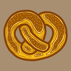 Sticker - Salt pretzel icon. Hand drawn illustration of salt pretzel vector icon for web design