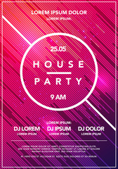 Wall Mural - vector illustration minimal house party poster. futuristic flyer design. dynamic background with lin