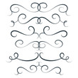 Vector flourish set, scroll collection, curl decoration elements, vintage top and bottom decor
