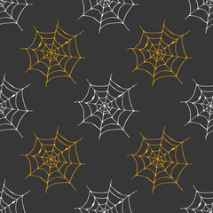 Spider web seamless pattern vector illustration. Hand drawn sketched web background