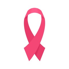 Poster - Breast cancer pink ribbon icon. Flat illustration of breast cancer pink ribbon vector icon for web design