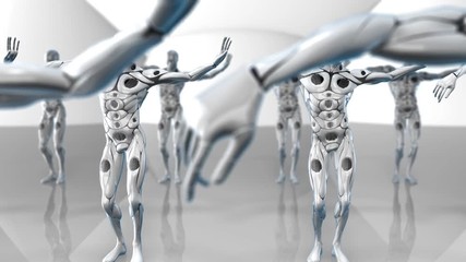 Wall Mural - ai artificial intelligence robots dancing simulation of deep learning