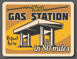 Gas station and fuel pump retro banner