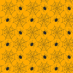 Spider web seamless pattern vector illustration. Hand drawn sketched web background