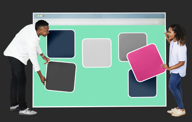 Wall Mural - people with web template icons