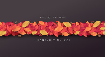Wall Mural - autumn sale background layout decorate with leaves of autumn for shopping sale or promo poster and f