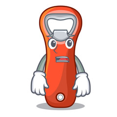 Poster - Afraid plastic bottle opener isolated on cartoon