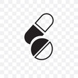 pills icon isolated on transparent background. Simple and editable pills icons. Modern icon vector illustration.