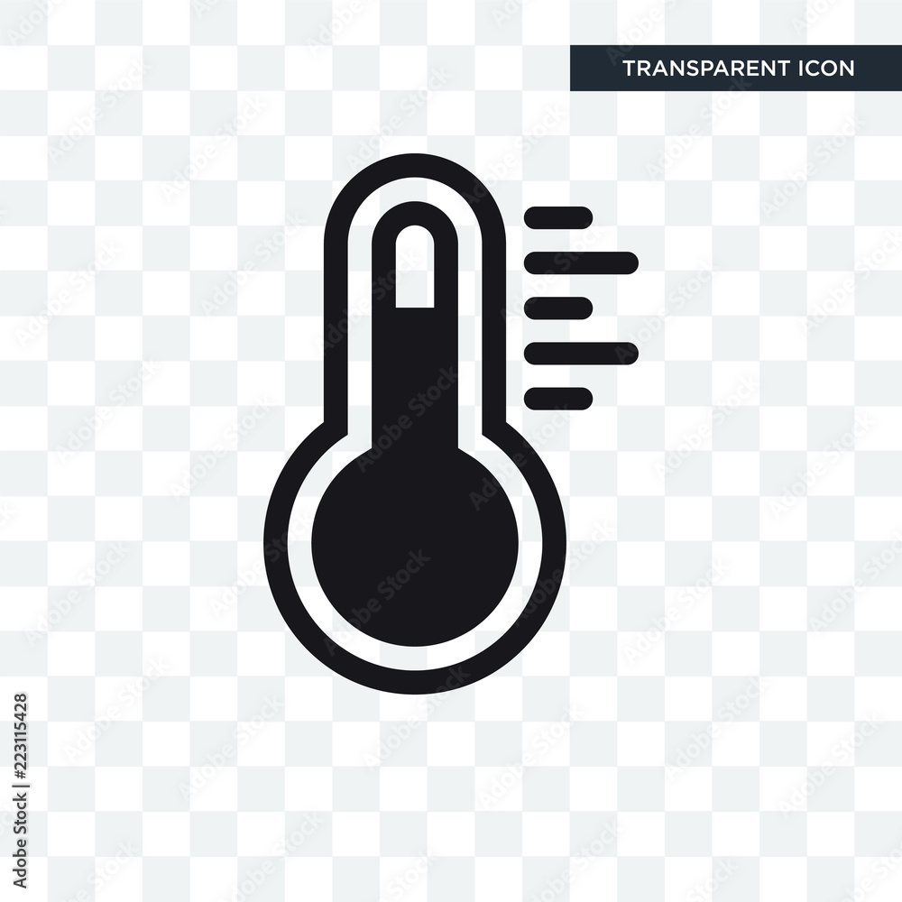 High temperature on a thermometer vector icon isolated on transparent background, High temperature on a thermometer logo design - obrazy, fototapety, plakaty 