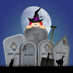 Canvas Print - tombstones for Halloween