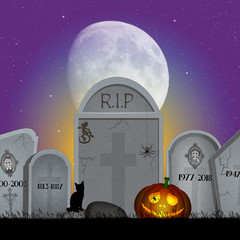 Wall Mural - illustration of tombstones in the cemetery