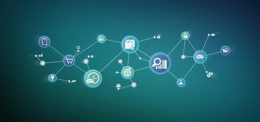 Logistic organisation with icon and connection 3d rendering