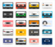 vintage cassette icon set. flat design style vector graphic illustration