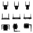 Wireless device icon set. Silhouette vector