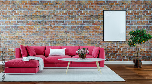 Modern Interior Design Living Room Old Brick Wall Retro