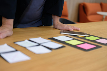 user experience, ux designer designing web on smartphone layout. ui planning mobile application. dev