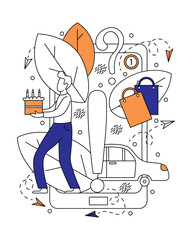 Flat vector illustration of mobile applications..