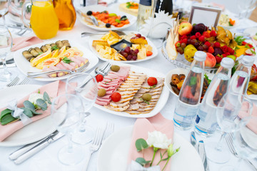 Party meals on the table, wedding day