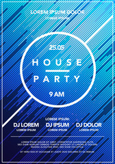 Wall Mural - vector illustration minimal house party poster. futuristic flyer design. dynamic background with lin