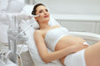 Face Skin Cryo Therapy. Pregnant Woman At Cosmetology Treatment