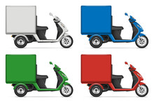 Cargo Scooter Profile View On White For Vehicle Branding, Corporate Identity. All Elements In The Groups On Separate Layers For Easy Editing And Recolor