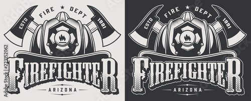 Vintage firefighting emblems Poster Mural XXL
