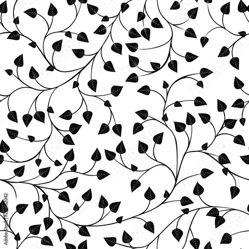 Seamless Leaves Pattern Vector Black And White Background And Texture Stock Vector Adobe Stock Seamless Leaves Pattern Vector Black And White Background And Texture Stock Vector Adobe Stock