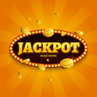 Jackpot gambling retro banner decoration. Business jackpot decoration. Winner sign lucky symbol template with coins money
