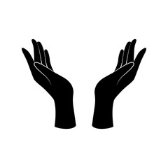 support, care, beauty hand gesture. vector icon.