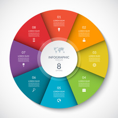 vector infographic circle. cycle diagram with 8 options. can be used for chart, graph, report, prese