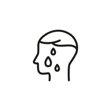 Sweating Line Icon. Person, Profile, Drops, Wet. Health Care Concept. Can Be Used For Topics Like Fiver, Disease, Symptoms, Cold, Flu