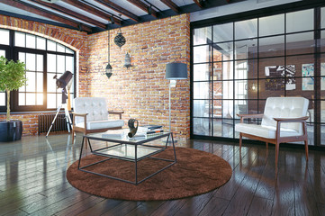 Wall Mural - modern loft interior.