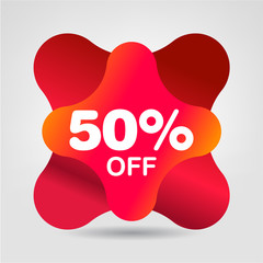 Wall Mural - 50% Hot Sale Discount Promo Banner. Special Offer Sticker 10% OFF Price Drop. Vector and Modern Sale Banner Design Template. Isolated Background.