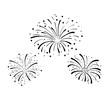 Vector Hand Drawn Doodle Fireworks, Celebration Background, Black Design Elements Isolated.