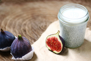 Wall Mural - chia pudding with figs