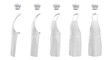 © gearstd - 3d rendering of a set of white chief's apron a hat shown in five different angles from the viewer.