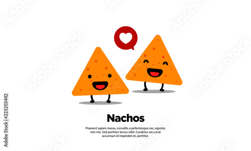 Fotografía Nachos Logo Vector Illustration