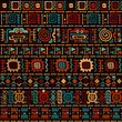 Decorative stylized ethnic ornament with mexican, aztec and inca motifs, seamless vector pattern