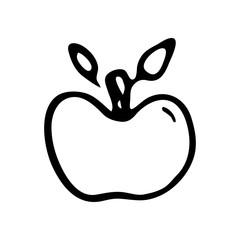 Poster - Hand drawn apple doodle. Sketch Back to school, icon. Decoration element. Isolated on white background. Vector illustration