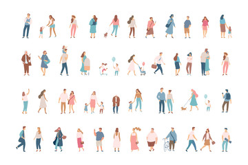 crowd. different people vector set3. male and female flat characters isolated on white background.